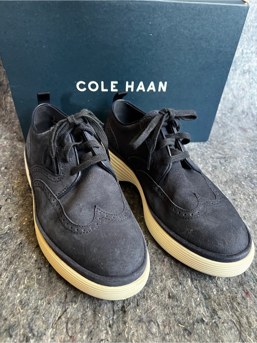 Cole Haan āOriginal city platform wing tip ā Suede Wingtip Sneakers